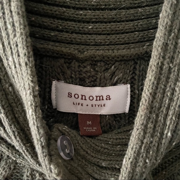 Green Long-Sleeve Sweater Cardigan M - Picture 5 of 5